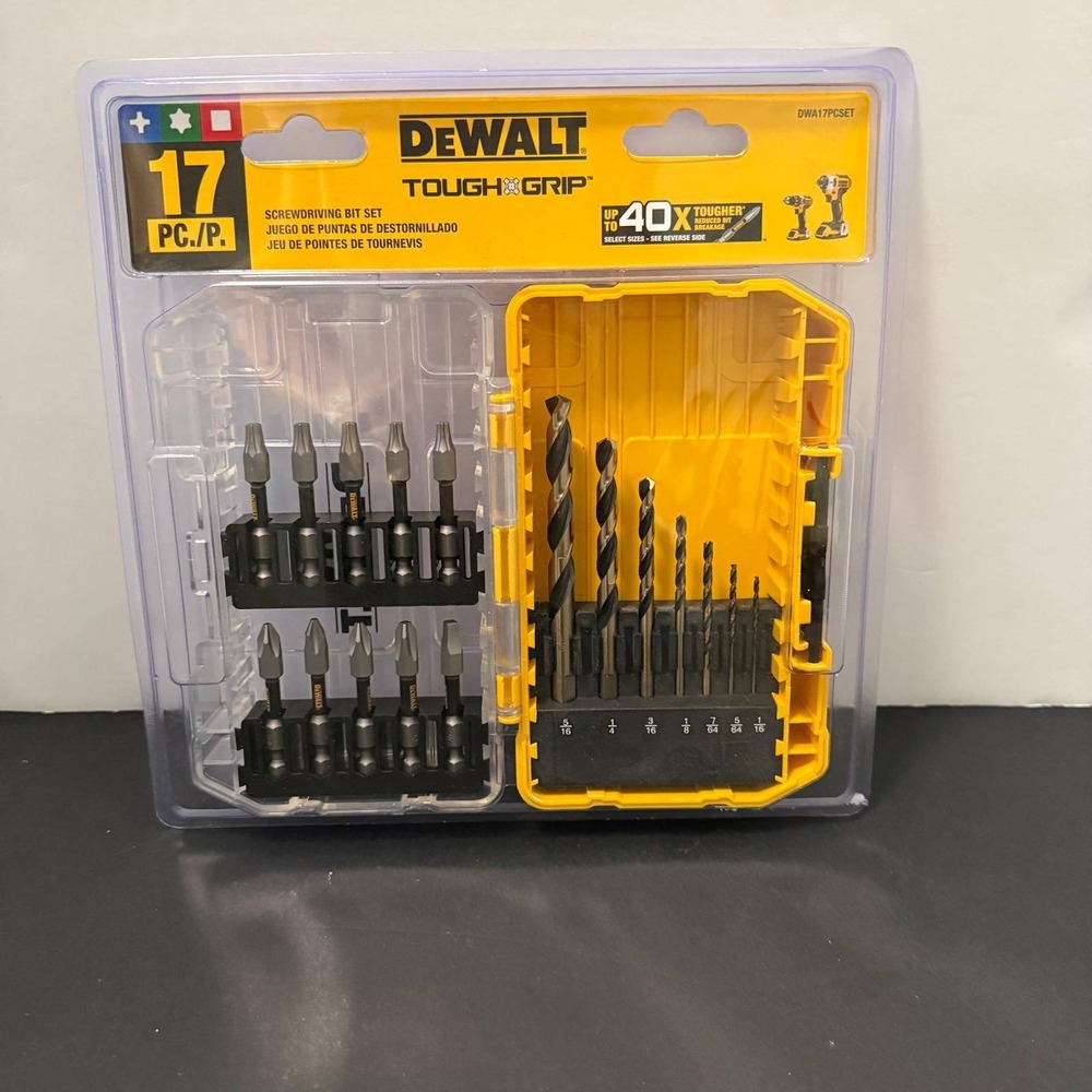 DeWalt Tough Grip 17 Pc Screwdriving and Drill Bit Set DWA17PCSET ToughCase+